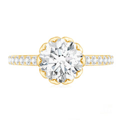 Lotus Basket Set Moissanite Engagement Ring with Certificate