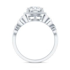 Brilliant Cut Moissanite Engagement Ring with Rope Frame