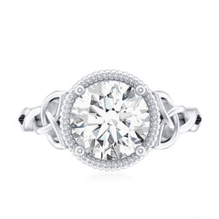 Brilliant Cut Moissanite Engagement Ring with Rope Frame