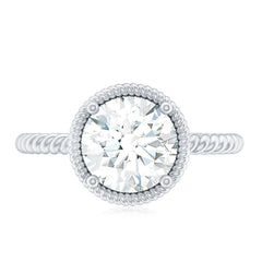 2 CT Round Moissanite Rope Band Engagement Ring