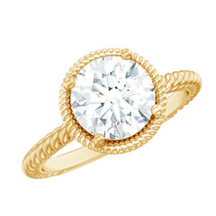 2 CT Round Moissanite Rope Band Engagement Ring