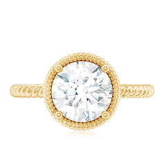 2 CT Round Moissanite Rope Band Engagement Ring