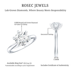 8 MM Round Brilliant Cut Lab Grown Diamond Engagement Ring
