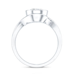 Certified Moissanite Bezel Set Engagement Ring with Crossover Shank