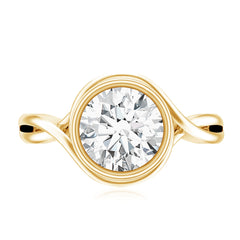 Certified Moissanite Bezel Set Engagement Ring with Crossover Shank
