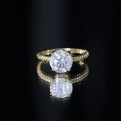 Round Cut Moissanite Solitaire Engagement Ring with Twisted Rope