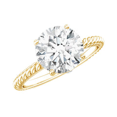 Round Cut Moissanite Solitaire Engagement Ring with Twisted Rope