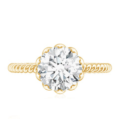 2 CT Moissanite Engagement Ring with Twisted Rope Band