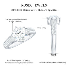 Certified Moissanite Side Stone Engagement Ring for Women
