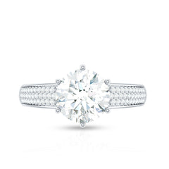 Certified Moissanite Side Stone Engagement Ring for Women