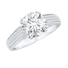 Round Moissanite Engagement Ring with Pave Set Side Stones