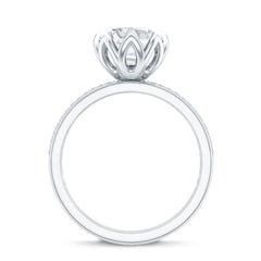 Lotus Basket Set Moissanite Engagement Ring with Side Stones