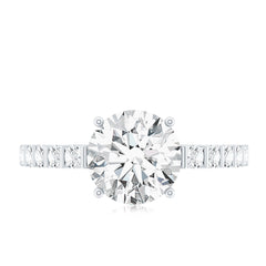 Solitaire Moissanite Engagement Ring with Side Stones