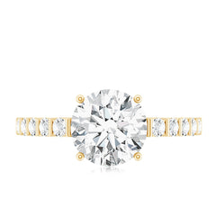 Solitaire Moissanite Engagement Ring with Side Stones