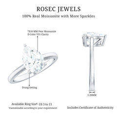 2 CT Moissanite Pear Shaped Engagement Ring for Women