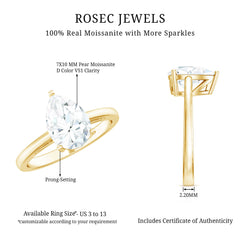 2 CT Moissanite Pear Shaped Engagement Ring for Women