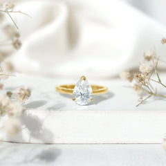 2 CT Moissanite Pear Shaped Engagement Ring for Women