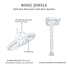 Certified Moissanite Teardrop Engagement Ring