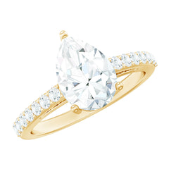 Certified Moissanite Teardrop Engagement Ring