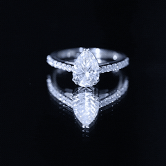 Certified 7X10 MM Moissanite Pear Shaped Engagement Ring