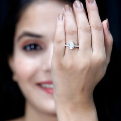 Certified 7X10 MM Moissanite Pear Shaped Engagement Ring