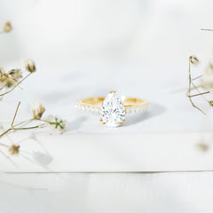 Certified 7X10 MM Moissanite Pear Shaped Engagement Ring
