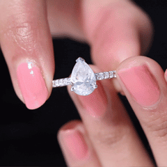 Certified 2.25 CT Moissanite Teardrop Engagement Ring For Her