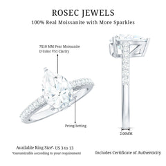 Certified 2.25 CT Moissanite Teardrop Engagement Ring For Her