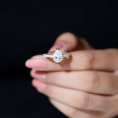 Certified 2.25 CT Moissanite Teardrop Engagement Ring For Her