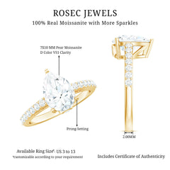 Certified 2.25 CT Moissanite Teardrop Engagement Ring For Her