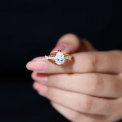 Certified 2.25 CT Moissanite Teardrop Engagement Ring For Her
