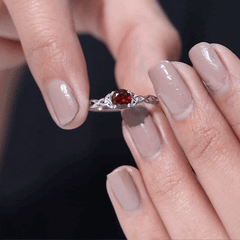 Real 8mm Garnet Solitaire Engagement Ring with Celtic Knot