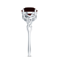 Real 8mm Garnet Solitaire Engagement Ring with Celtic Knot