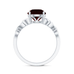 Real 8mm Garnet Solitaire Engagement Ring with Celtic Knot