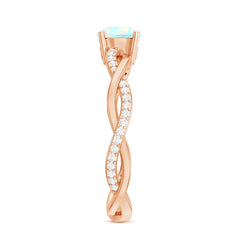Certified Real Ethiopian Opal Diamond Pre Engagement Ring with Braided Shank