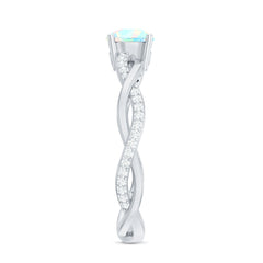 Certified Real Ethiopian Opal Diamond Pre Engagement Ring with Braided Shank