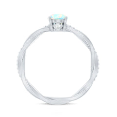 Certified Real Ethiopian Opal Diamond Pre Engagement Ring with Braided Shank