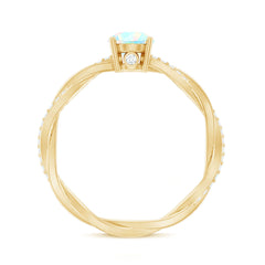 Certified Real Ethiopian Opal Diamond Pre Engagement Ring with Braided Shank