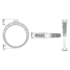 Cubic Zirconia Solitaire Vintage Inspired Filigree Ring in Claw Setting