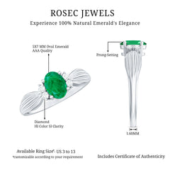 Natural 5X7mm Emerald Oval Engagement Ring with Diamond