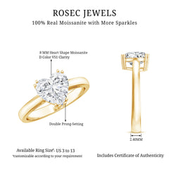 Certified Solitaire Moissanite Heart Engagement Ring For Women