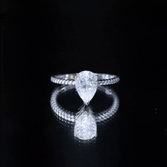 Brilliant Cut Solitaire Moissanite Pear Shaped Engagement Ring