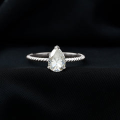 Brilliant Cut Solitaire Moissanite Pear Shaped Engagement Ring