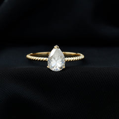 Brilliant Cut Solitaire Moissanite Pear Shaped Engagement Ring