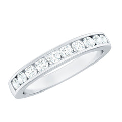 Channel Set Moissanite Half Eternity Band Ring