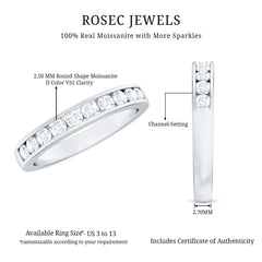 Channel Set Moissanite Half Eternity Band Ring