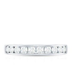 Channel Set Moissanite Half Eternity Band Ring
