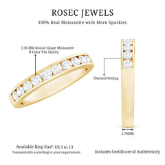 Channel Set Moissanite Half Eternity Band Ring
