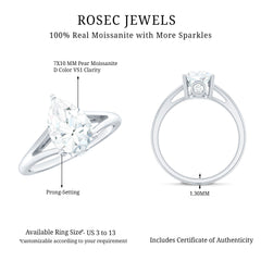 Pear Shaped Moissanite Split Shank Engagement Ring