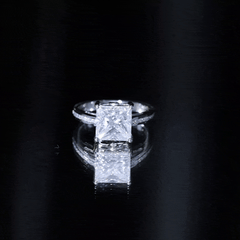 Solitaire Moissanite Princess Cut Engagement Ring with Side Stones